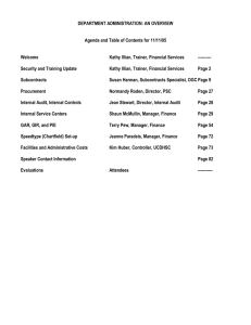 DEPARTMENT ADMINISTRATION: AN OVERVIEW  Agenda and Table of Contents for 11/11/05 Welcome