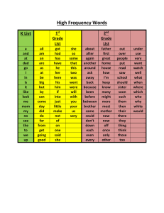 High Frequency Words K List 1