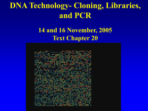 DNA Technology- Cloning, Libraries, and PCR 14 and 16 November, 2005