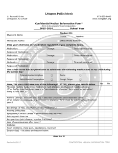 Livingston Public Schools  Confidential Medical Information Form* ____2015-2016___________ School Year