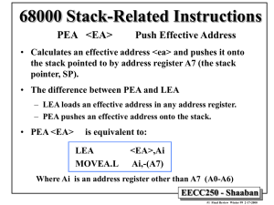 68000 Stack-Related Instructions PEA   &lt;EA&gt; Push Effective Address