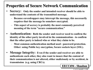 Properties of Secure Network Communication Secrecy: