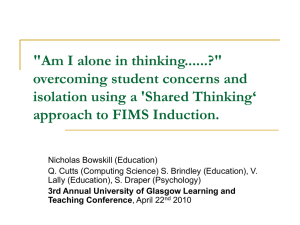 &#34;Am I alone in thinking......?&#34; overcoming student concerns and