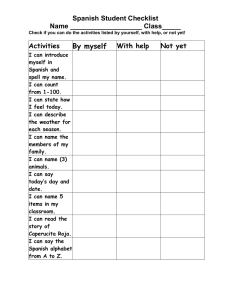 By myself Spanish Student Checklist Name ___________________ Class_____ Activities