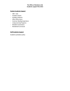 The Office of Residence Life Academic support Plan 2015 Student Academic Support