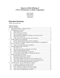 Report on Pilot Offering of Executive Summary CS1315 Introduction to Media Computation