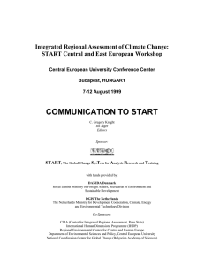 COMMUNICATION TO START Integrated Regional Assessment of Climate Change: