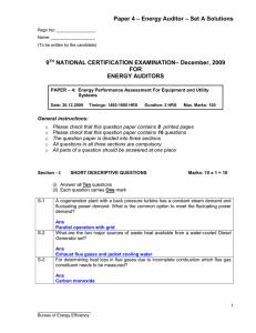 – Energy Auditor – Set A Solutions Paper 4 – December, 2009 9