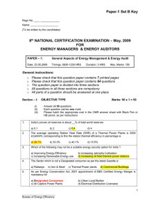 Paper-1 Set B Key – May, 2009 8 NATIONAL CERTIFICATION EXAMINATION