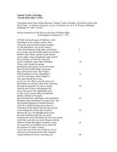 Samuel Taylor Coleridge “Greek Prize Ode” (1792)