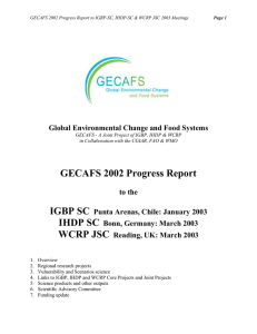GECAFS 2002 Progress Report IGBP SC IHDP SC