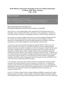 Draft Minutes of the Expert Workshop on the new Global... 25 March, 2004, Bonn, Germany 9:00 – 16:30