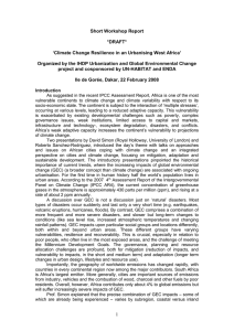 Short Workshop Report  *DRAFT* ‘Climate Change Resilience in an Urbanising West Africa’