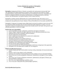 Systems Administrator position at MeetingOne www.meetingone.com