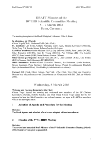 DRAFT Minutes of the 10 IHD Scientific Committee Meeting