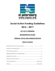 Social Action Funding Guidelines 2016 – 2017  CITY OF ST. PETERSBURG