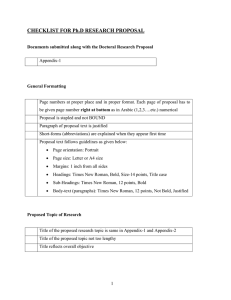 CHECKLIST FOR Ph.D RESEARCH PROPOSAL