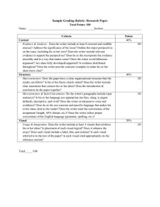 Sample Grading Rubric: Research Paper