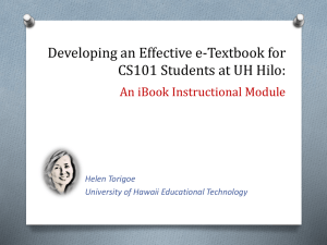 Developing an Effective e-Textbook for CS101 Students at UH Hilo: Helen Torigoe
