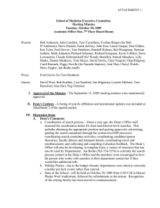 School of Medicine Executive Committee Meeting Minutes Tuesday, October 20, 2009