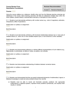 Course Review Form Quantitative Foundations Course: