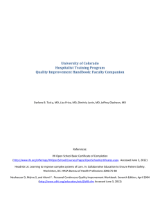 University of Colorado Hospitalist Training Program Quality Improvement Handbook: Faculty Companion