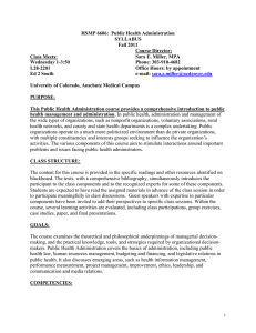 HSMP 6606:  Public Health Administration SYLLABUS Fall 2011