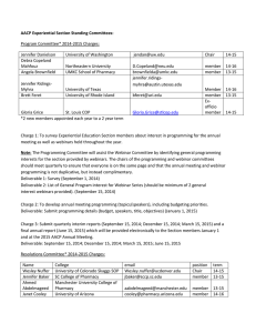 AACP Experiential Section Standing Committees: Program Committee* 2014-2015 Charges: Jennifer Danielson