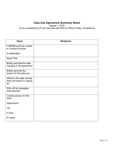 Data Use Agreement Summary Sheet
