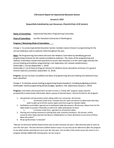 COS Interim Report for Experiential Education Section January 9, 2015