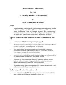 Memorandum of Understanding  Between The University of Hawai‘i at Mānoa Library