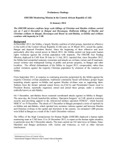 Preliminary Findings OHCHR Monitoring Mission in the Central African Republic (CAR)