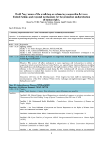 Draft Programme of the workshop on enhancing cooperation between