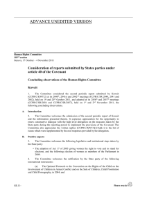 ADVANCE UNEDITED VERSION  Consideration of reports submitted by States parties under