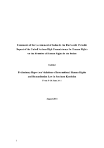 Comments of the Government of Sudan to the Thirteenth ... Report of the United Nations High Commissioner for Human Rights