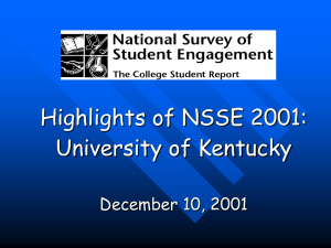 Highlights of NSSE 2001: University of Kentucky December 10, 2001