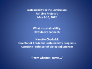 Sustainability in the Curriculum: Fall Line Project V May 9-10, 2012