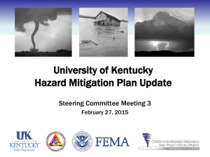University of Kentucky Hazard Mitigation Plan Update Steering Committee Meeting 3