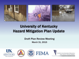 University of Kentucky Hazard Mitigation Plan Update Draft Plan Review Meeting