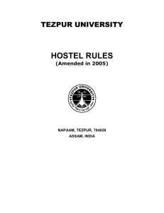 HOSTEL RULES TEZPUR UNIVERSITY  (Amended in 2005)