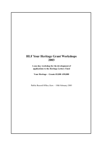 HLF Your Heritage Grant Workshops 2003