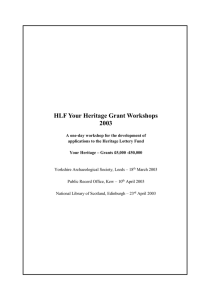 HLF Your Heritage Grant Workshops 2003