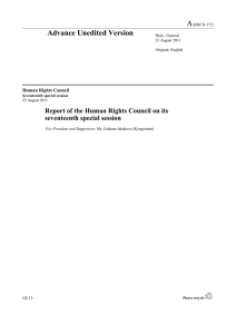 A  Advance Unedited Version Report of the Human Rights Council on its