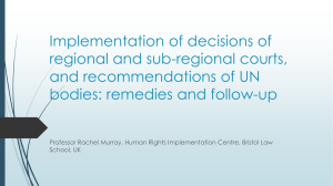 Implementation of decisions of regional and sub-regional courts, and recommendations of UN