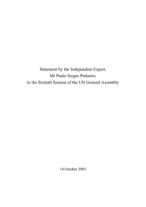 Statement by the Independent Expert, Mr Paulo Sergio Pinheiro,