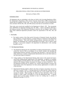 DEPARTMENT OF POLITICAL SCIENCE  ORGANIZATIONAL STRUCTURE AND RULES OF PROCEDURE