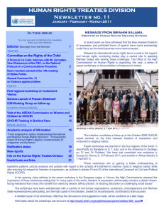 HUMAN RIGHTS TREATIES DIVISION In this issue