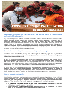 CONSULTATION AND PARTICIPATION IN URBAN PROCESSES