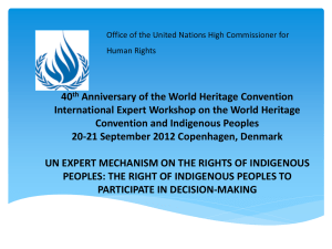 40 Anniversary of the World Heritage Convention Convention and Indigenous Peoples
