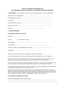 Form to submit information to